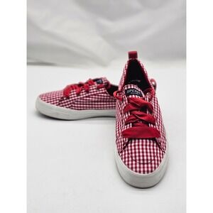 Sperry Sneakers Women's 10 Red  Gingham Ribbon Lace STS83777 Memory Foam